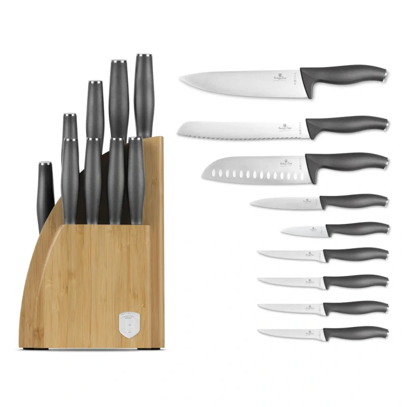 SET 10 CUTITE DE BUCATARIE CU SUPORT DIN BAMBUS, ANTRACIT BH/2758 2