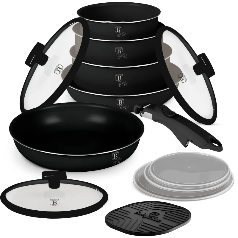 SET VASE DE GATIT 13 PIESE, NEGRU-ARGINTIU BH/8248N 1