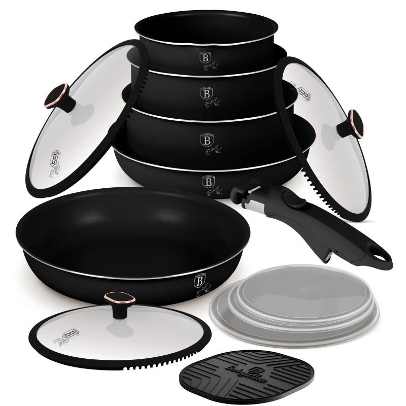 SET VASE DE GATIT 13 PIESE, NEGRU-ROSE GOLD BH/8419 1