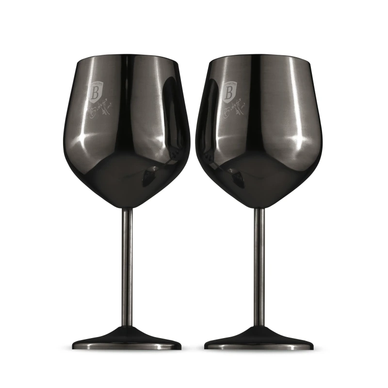 SET 2 PAHARE DE VIN CU PICIOR INALT, NEGRU BH/8660 1