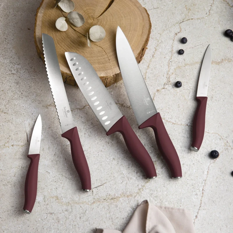 SET 6 CUTITE DE BUCATARIE CU SUPORT MAGNETIC DIN LEMN, BORDEAUX BH/2944 4