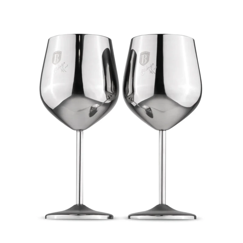 SET 2 PAHARE DE VIN CU PICIOR INALT, INOX BH/8661 1