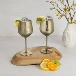 SET 2 PAHARE DE VIN CU PICIOR INALT, INOX BH/8661 2