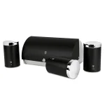 SET CUTIE DE PAINE SI 3 RECIPIENTE DE DEPOZITARE, NEGRU-ARGINTIU BH/6733 1