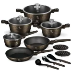 SET VASE DE GATIT 15 PIESE, NEGRU LUCIOS BH/8244 1