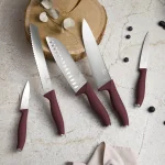 SET 6 CUTITE DE BUCATARIE CU SUPORT MAGNETIC DIN LEMN, BORDEAUX BH/2944 4