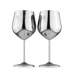 SET 2 PAHARE DE VIN CU PICIOR INALT, INOX BH/8661 1